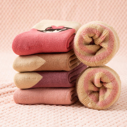 【5双装 加厚毛圈 舒适保暖】儿童毛圈袜加绒加厚保暖女童棉袜 卡通舒适精梳棉中大童儿童袜子 商品图3