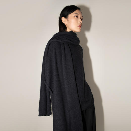 女士2021年收藏级新款拉毛纯山羊绒单股平纹高领套头衫 商品图3