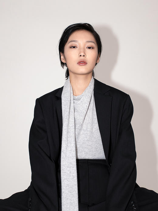 女士2021新款纯山羊绒单股平纹围巾领套头衫 商品图0