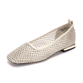 IUIU SECOND 春夏网纱烫钻方头浅口单鞋