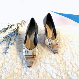 IUIU SECOND 春夏复古格纹单鞋羊皮浅口单鞋