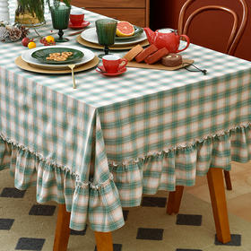 萝莉三色格纹餐桌布莫兰蒂色系文艺风桌布