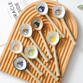 家用创意长柄粗陶勺（一组4个）