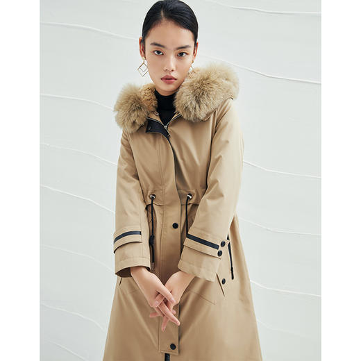 EITIE爱特爱加厚保暖派克服大衣冬季新款兔毛里收腰显瘦长款6893528 商品图2
