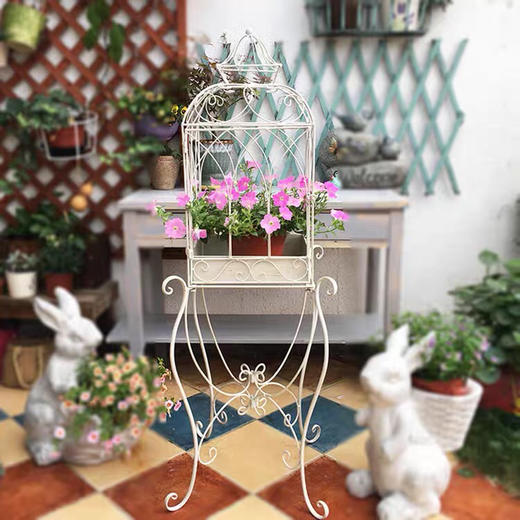 欧美式田园创意铁艺鸟笼多肉盆栽爬藤花架花园艺家居店铺庭院装饰 商品图6