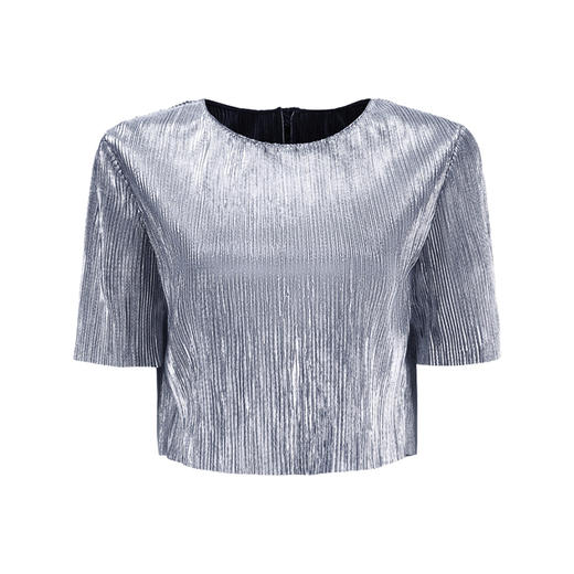 【流光】后领蝴蝶结设计金属感中袖上衣/00217A 商品图4