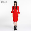【Madeline 】红色钟形袖肩部挖剪连身裙/ 0000204 商品缩略图0