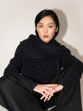 2021年收藏级新款拉毛纯山羊绒单股平纹披肩式围巾