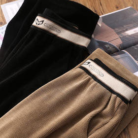 加厚条绒阔腿裤女秋冬加绒垂坠感灯芯绒裤子高腰复古直筒休闲长裤