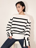 女士2021新款纯山羊绒单股平纹拼色条纹圆领套头衫 商品缩略图2