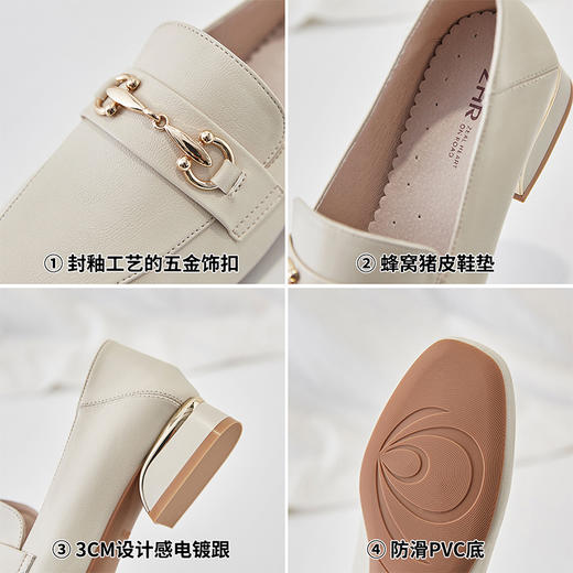 ZHR2022春季新款百搭单鞋粗跟英伦小皮鞋一脚蹬乐福鞋女 商品图6