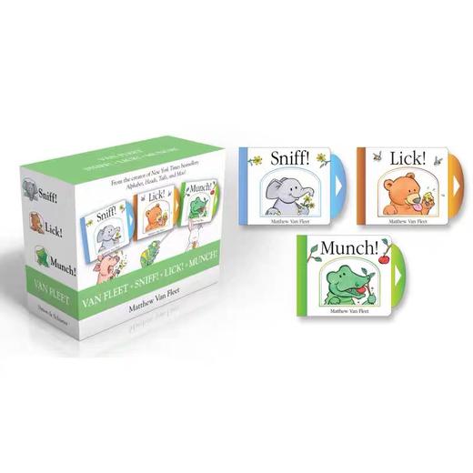 【直播专享·0-4岁】厚纸板触摸操作书3册盒装 启蒙大师Matthew Van Fleet 低幼亲子互动益智游戏书 商品图0
