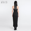 【Adela】 光泽黑开叉抹胸长礼服/0000034 商品缩略图4
