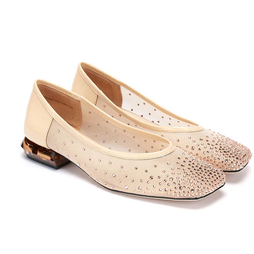 IUIU SECOND 春秋款网纱水钻方头浅口单鞋 商品图1