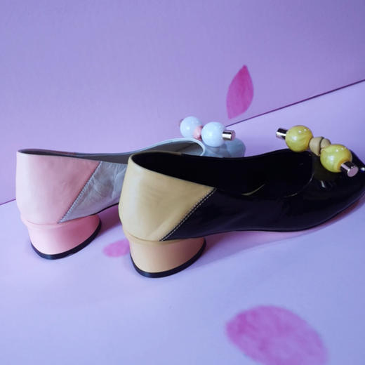 IUIU SECOND 春夏可爱异形头牛皮粗跟浅口单鞋 商品图3