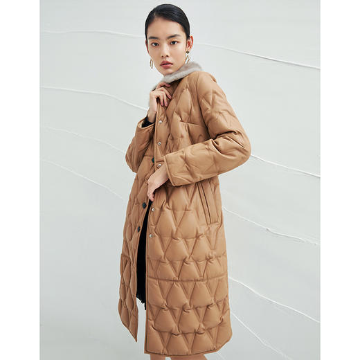EITIE爱特爱冬季新款皮羽绒服白鸭绒中款气质修身外套6893529 商品图2
