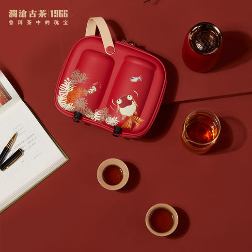 澜沧古茶新春茶具四件套容月（珊瑚红） 商品图0