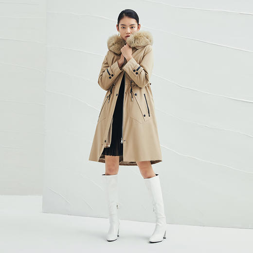 EITIE爱特爱加厚保暖派克服大衣冬季新款兔毛里收腰显瘦长款6893528 商品图3