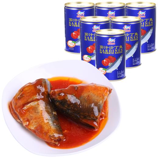 古龙食品茄汁沙丁鱼酸甜拌饭拌面熟食凉菜海味即食海鲜小吃425g*3 商品图3