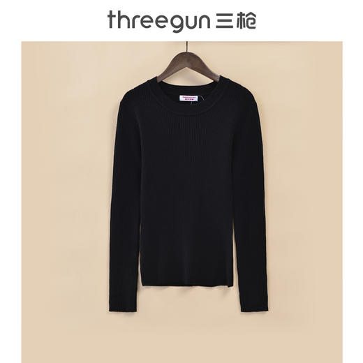 Threegun三枪 时尚圆领针织女士长袖上衣打底衫-23358A911 商品图1
