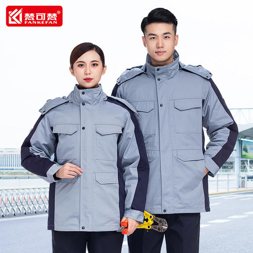 防静电工作服棉衣男冬季加油站电子厂劳保棉服加厚户外防寒棉袄 商品图1