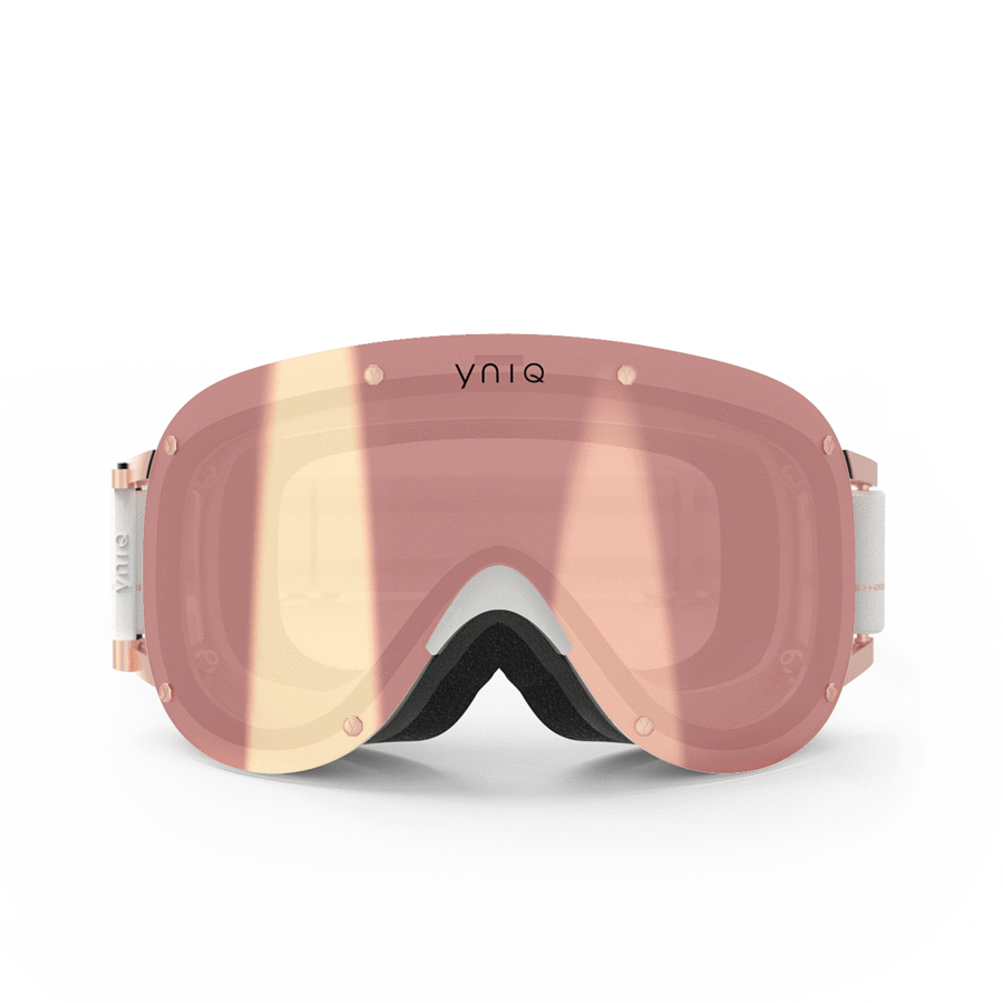 YNIQ - Four - White Rose Gold  - 配件 - 护目镜 - 白色/玫瑰金/粉镜