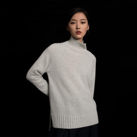 女士2021年收藏级新款拉毛纯山羊绒单股平纹高领套头衫