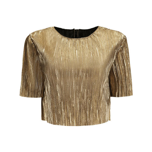 【流光】后领蝴蝶结设计金属感中袖上衣/00217 商品图4