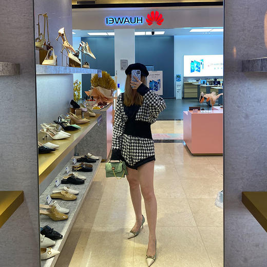 IUIU SECOND 春夏复古千鸟格气质尖头高跟鞋 商品图3