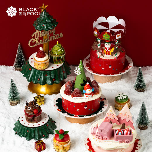 【9-15人份圣诞套餐】6吋/2磅圣诞款式蛋糕2选1 + 圣诞杯子蛋糕12枚装  低至8.9折 商品图0