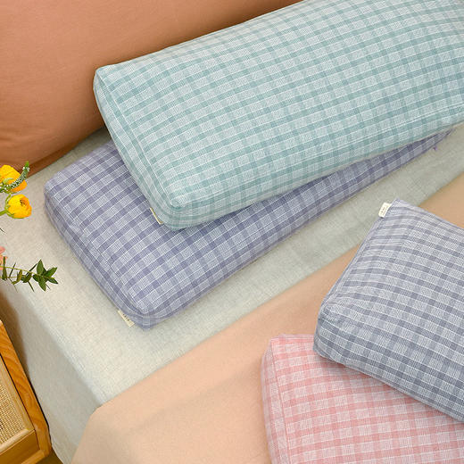 清新格纹苦荞长方枕保护颈椎睡眠枕 商品图0