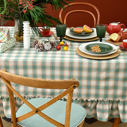 萝莉三色格纹餐桌布莫兰蒂色系文艺风桌布 商品图2