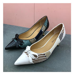 IUIU SECOND 春夏复古情调千鸟格纹时装浅口单鞋