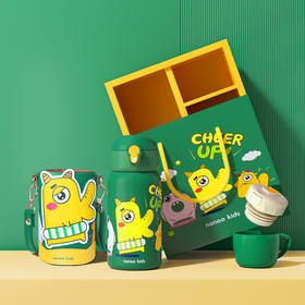 nonoo kids NKS580R1字母家族儿童保温杯  绿580ML儿童保温杯带吸管小学生便携宝宝水壶幼儿园水杯大容量卡通