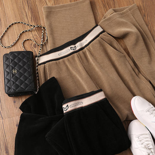 加厚条绒阔腿裤女秋冬加绒垂坠感灯芯绒裤子高腰复古直筒休闲长裤 商品图9