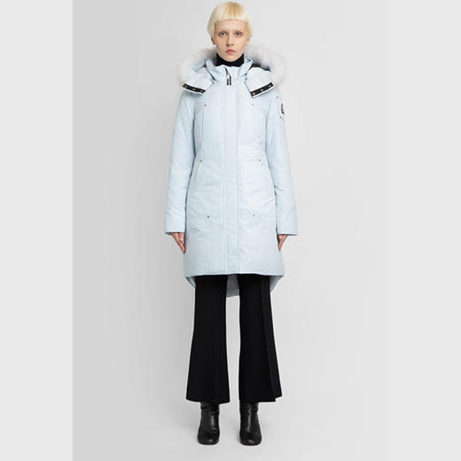 MOOSE KNUCKLES 女士金属驼鹿指关节徽标绗缝连帽羽绒服 浅蓝色 M31LP223 359 商品图0