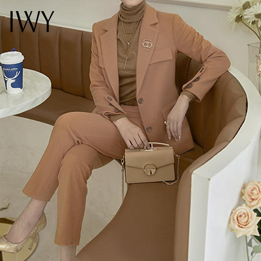 秋冬经典驼色加厚毛呢西装套装女气质时尚高端商务职业装正装CP1035 商品图4