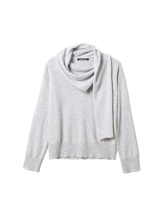 女士2021新款纯山羊绒单股平纹围巾领套头衫 商品图4