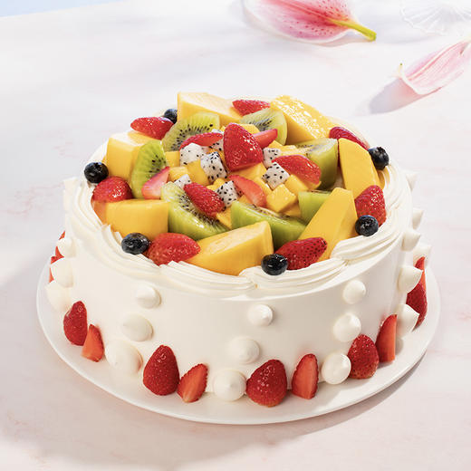 【热销50w+】浪漫果纷蛋糕，5种新鲜水果x绵软蛋糕胚（武汉幸福西饼蛋糕） 商品图0