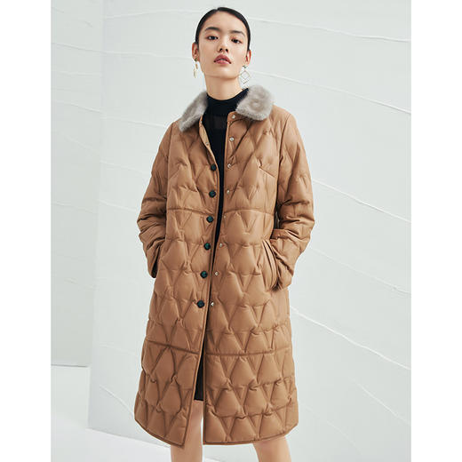 EITIE爱特爱冬季新款皮羽绒服白鸭绒中款气质修身外套6893529 商品图1