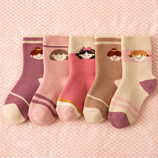 【5双装 加厚毛圈 舒适保暖】儿童毛圈袜加绒加厚保暖女童棉袜 卡通舒适精梳棉中大童儿童袜子 商品图2