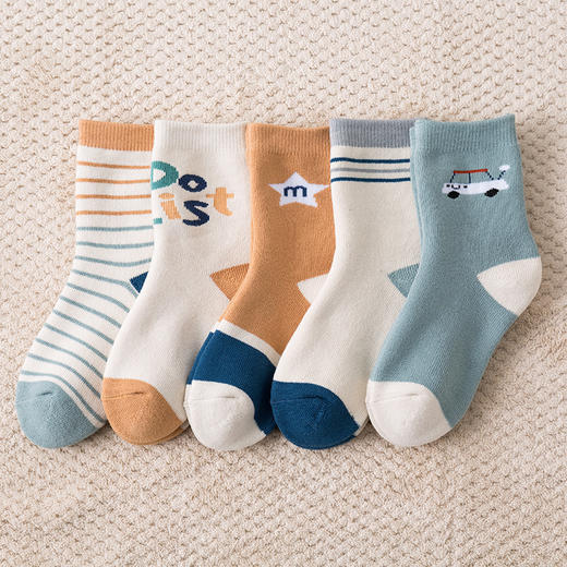 【5双装 不惧严寒 锁住温度】儿童毛圈袜加绒加厚独立包装儿童袜 秋冬新款字母保暖儿童中筒袜 商品图9