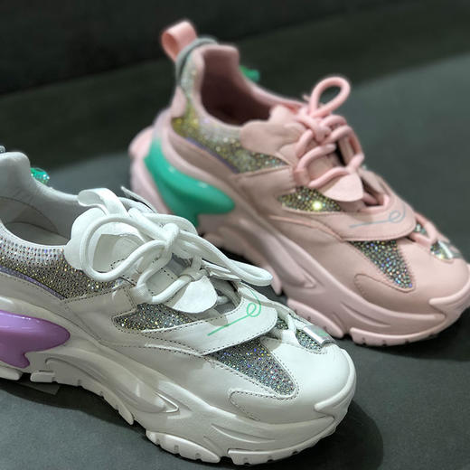 IUIU SECOND 春夏时尚彩色老爹鞋厚底网纱亮钻休闲鞋 商品图0
