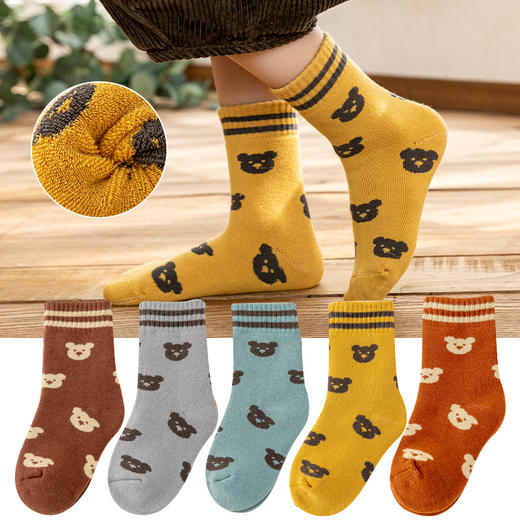 【5双装 加厚毛圈 舒适保暖】儿童毛圈袜加绒加厚保暖女童棉袜 卡通舒适精梳棉中大童儿童袜子 商品图7