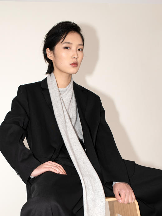 女士2021新款纯山羊绒单股平纹围巾领套头衫 商品图2