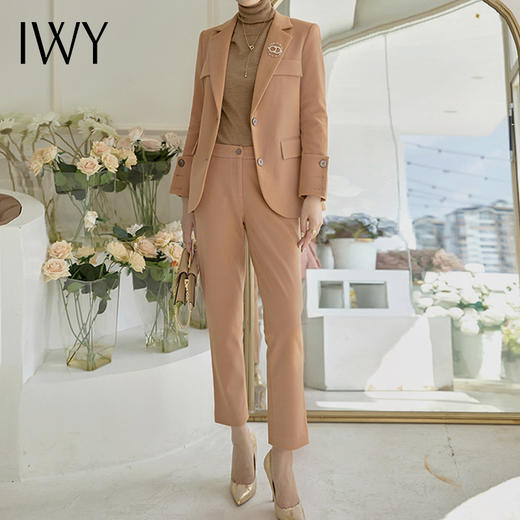 秋冬经典驼色加厚毛呢西装套装女气质时尚高端商务职业装正装CP1035 商品图1