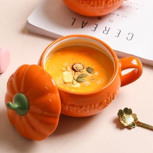 南瓜带盖奶茶早餐杯陶瓷杯牛奶杯燕麦杯布丁杯酸奶杯ins牛奶杯 商品图6