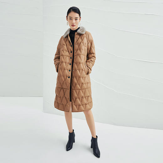 EITIE爱特爱冬季新款皮羽绒服白鸭绒中款气质修身外套6893529 商品图3