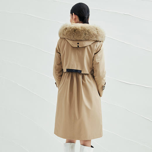 EITIE爱特爱加厚保暖派克服大衣冬季新款兔毛里收腰显瘦长款6893528 商品图4
