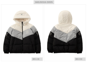 MLB官方 男女情侣连帽羽绒服NY串标时尚宽松21年秋季新款3ADJS0316-50IVS